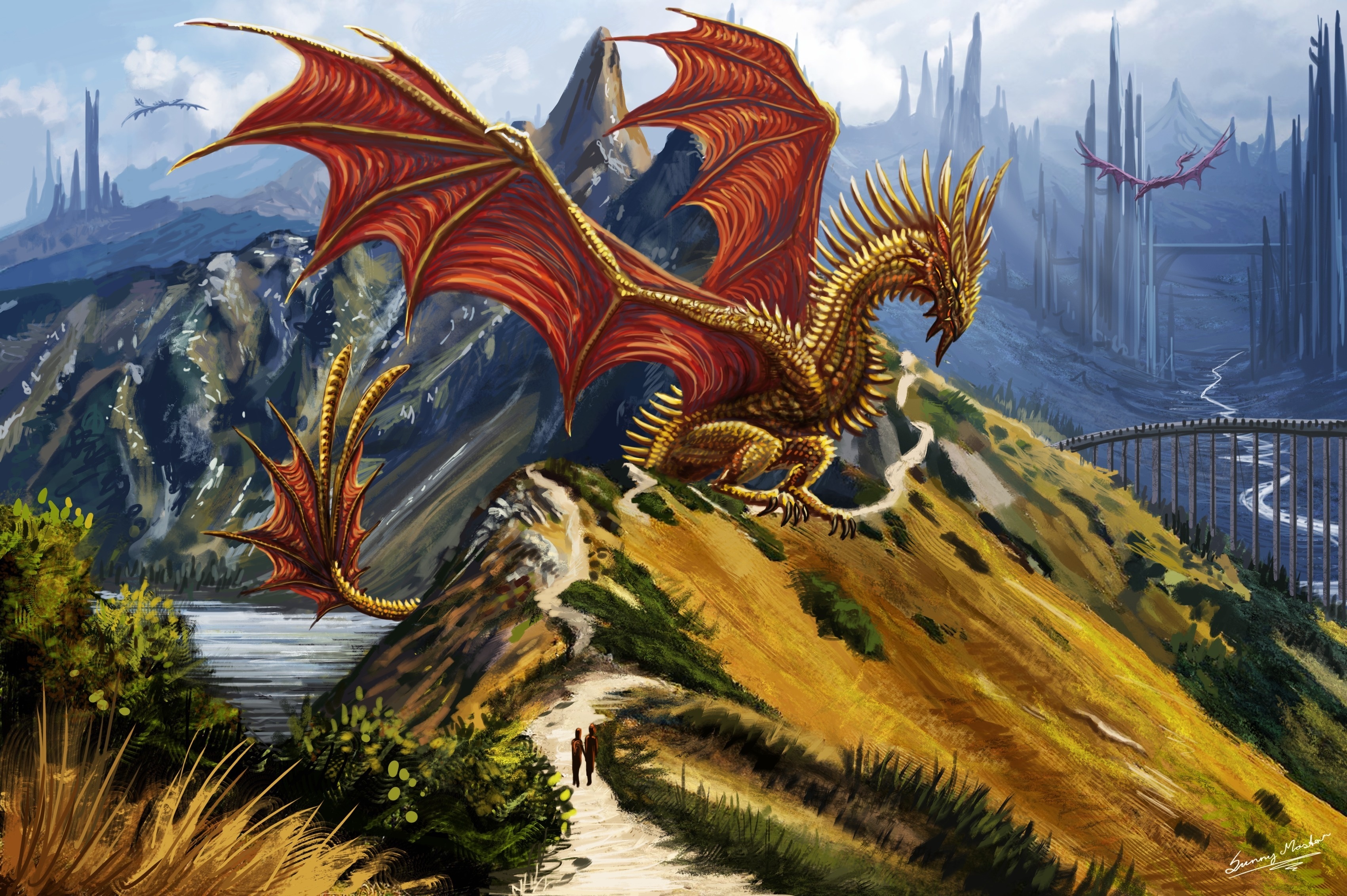 fantasy dragon spring wallpaper