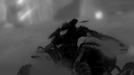 HD PC desktop wallpaper featuring a dynamic scene from the video game Halo, showcasing a character riding a Warthog vehicle in a dramatic, action-packed setting.