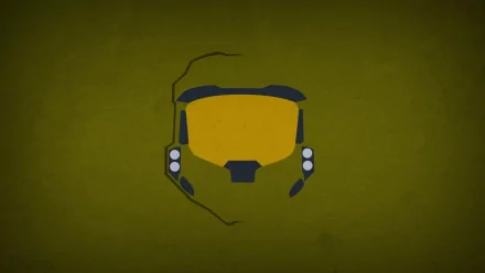 Minimalist Halo Master Chief helmet with gold visor on a textured olive background, HD PC desktop wallpaper and background.
