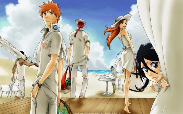 Yasutora Sado Uryu Ishida Rukia Kuchiki Orihime Inoue Renji Abarai Ichigo Kurosaki Anime Bleach HD Desktop Wallpaper | Background Image