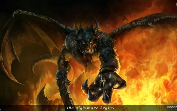 flame fire demon video game creature wings King Arthur HD Desktop Wallpaper | Background Image