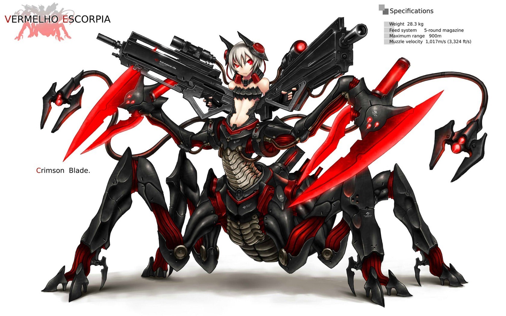 Download Scorpion Crimson Blade Moefication Gia Creature Robot Gun Anime  Pixiv: Moefication Of Chemicals Wallpaper by Gia