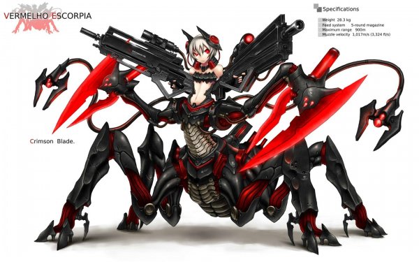 Anime pixiv: Moefication Of Chemicals Gun Robot Creature Gia Moefication Crimson Blade Scorpion HD Wallpaper | Background Image