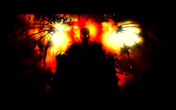 HD PC desktop wallpaper featuring a fiery, shadowy figure from the movie Ghost Rider: Spirit of Vengeance, surrounded by intense flames and dark, dramatic tones.