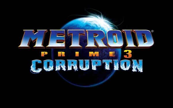 HD PC desktop wallpaper featuring the Metroid Prime 3: Corruption logo with Earth in the background, representing the video game’s iconic branding.