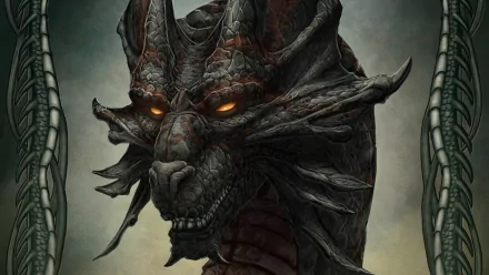 A stunning HD fantasy wallpaper featuring a fierce dragon's head, showcasing intricate details and glowing eyes that evoke a sense of power and mystique.