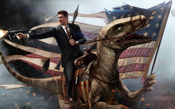 Artistic Politics Velociraptor Ronald Reagan HD Wallpaper | Background Image