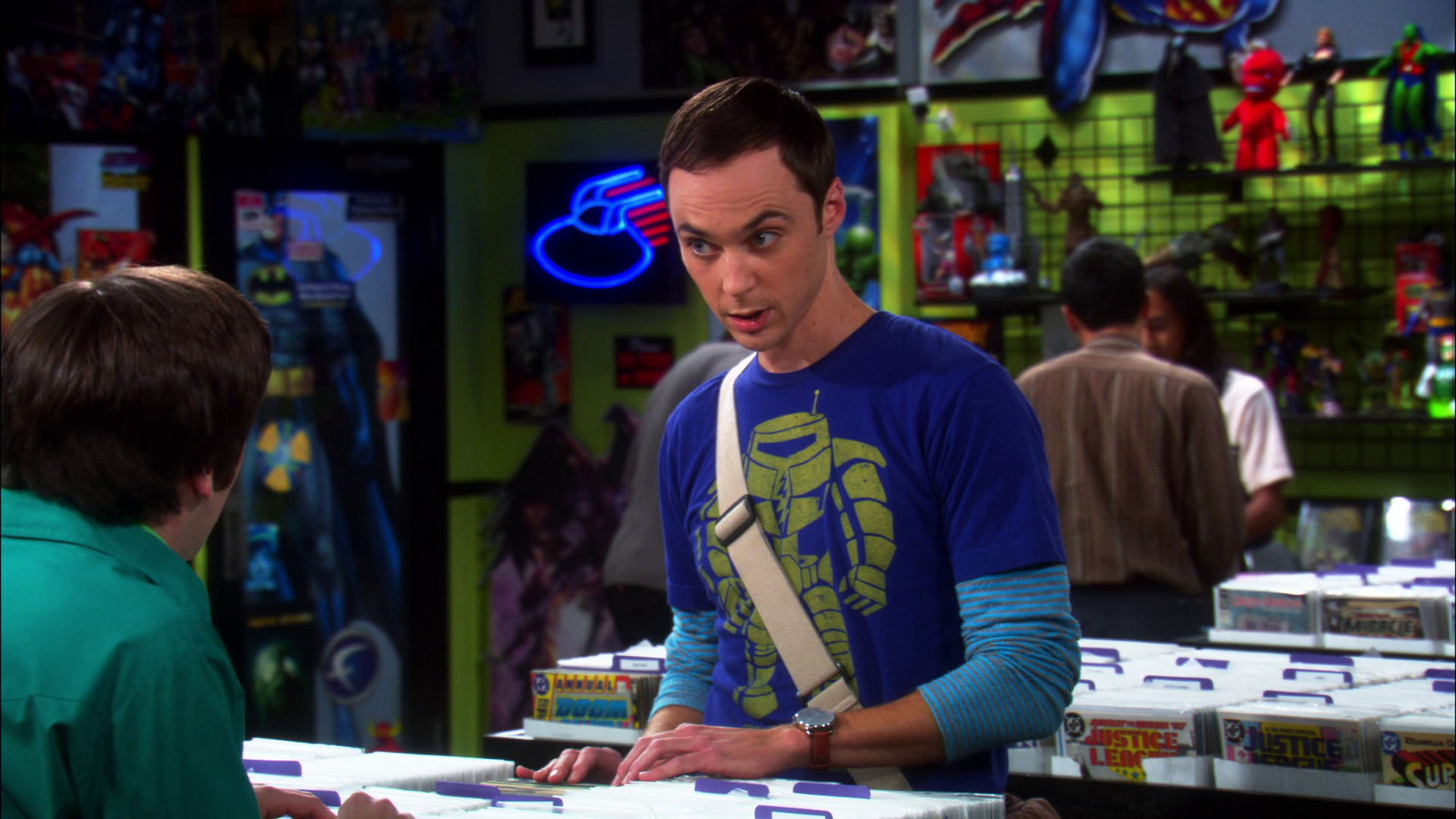 Jim Parsons As Sheldon Cooper At The Comic Book Store / Shop