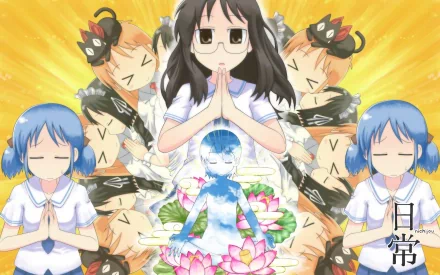 Yuuko Aioi Nano Shinonome Mio Naganohara Sakamoto (Nichijō) Hakase (Nichijō) Mai Minakami Anime Nichijō HD Desktop Wallpaper | Background Image