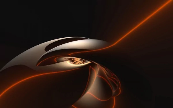 An abstract HD desktop wallpaper featuring dynamic orange lines twisting through a dark background, creating a modern and captivating visual effect.