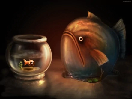 fish bowl fish Animal artistic HD Desktop Wallpaper | Background Image