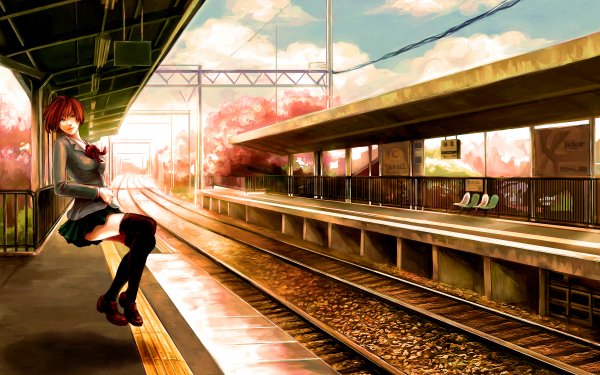 Anime Train Station HD Wallpaper | Background Image