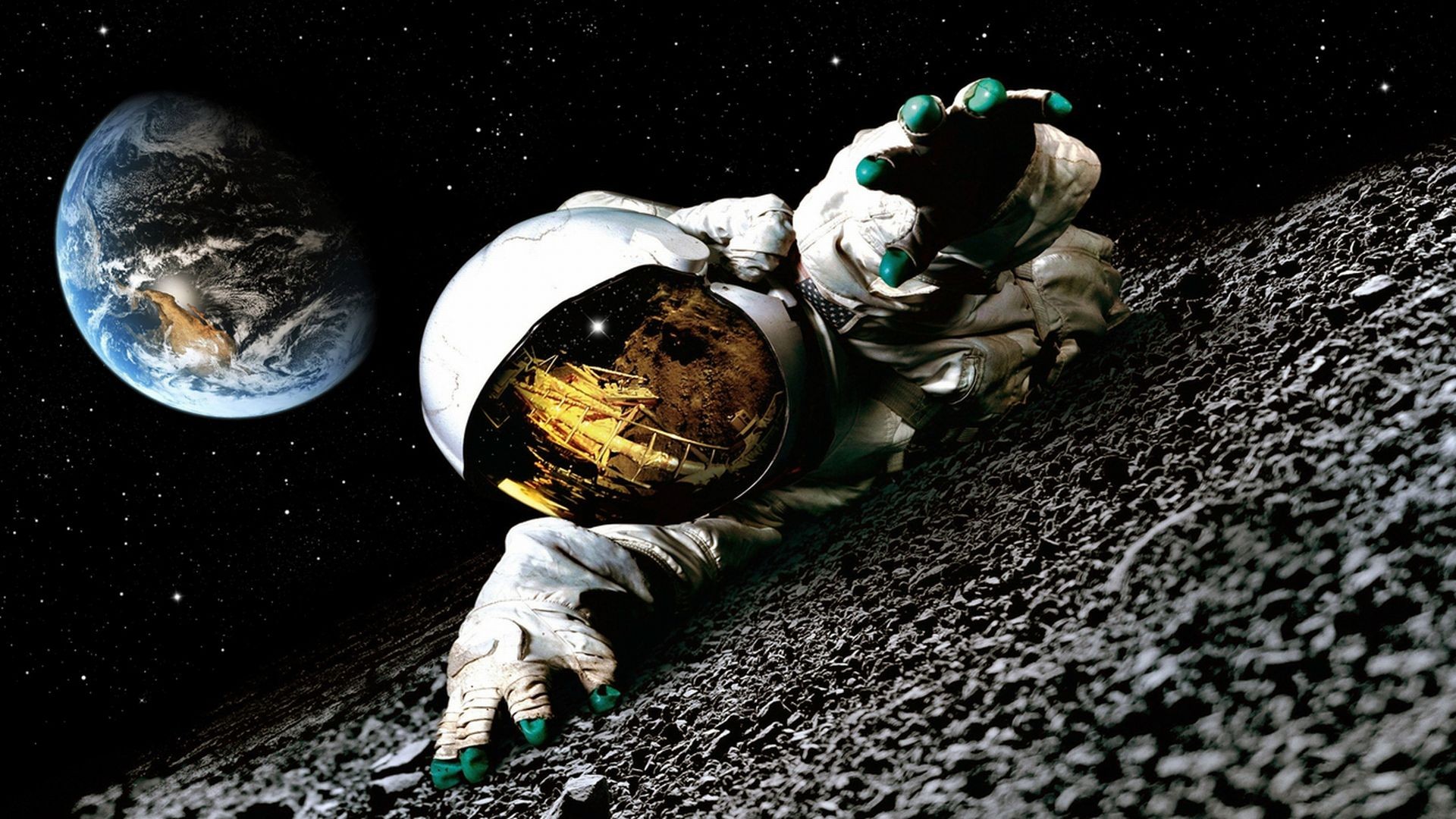 astronaut on moon earth background