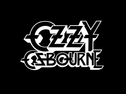 Black and white HD desktop wallpaper featuring bold, stylized text of Ozzy Osbourne's name, representing heavy metal music.