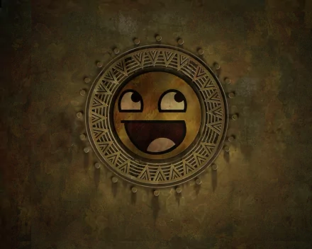 HD desktop wallpaper featuring a funny, smiley face embedded in a decorative, circular design with a distressed, textured background, tagged with: fail, face, smile, funny, smiley.