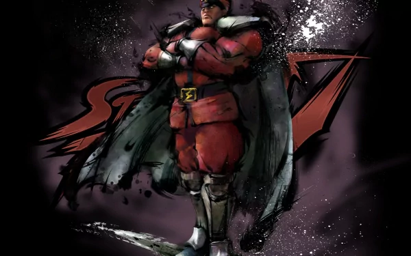 HD PC desktop wallpaper featuring a dynamic Street Fighter character in red military attire with a dark, smoky background and the game’s logo in the backdrop.