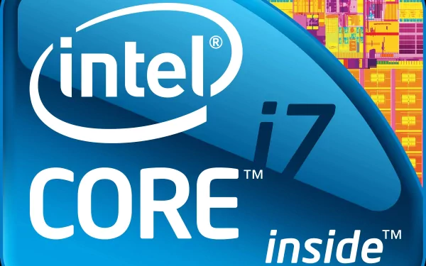 HD PC desktop wallpaper featuring the Intel Core i7 logo with vibrant technology-inspired colors and patterns.