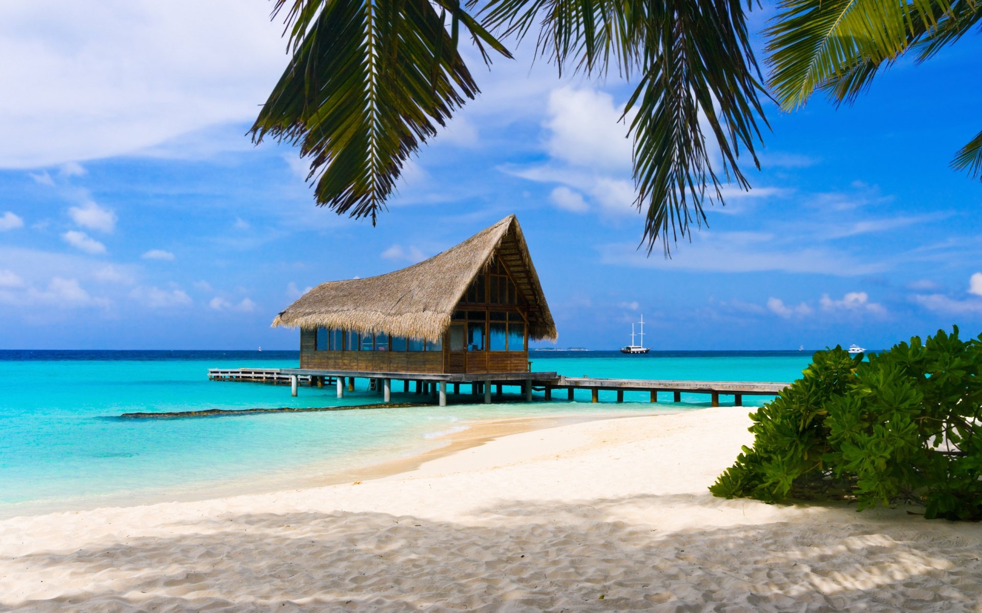Tropical Beach Hut Paradise Stunning Ocean Holiday HD Wallpaper 