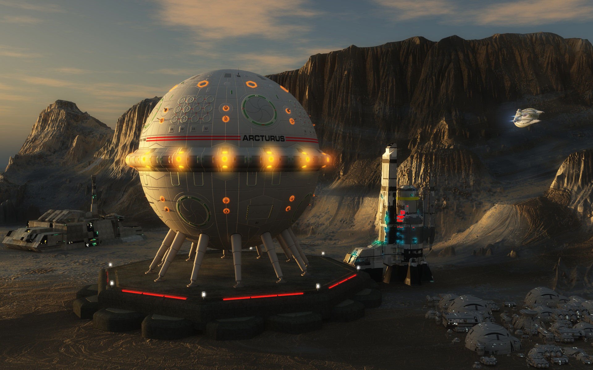 Download Sci Fi Spaceport HD Wallpaper by Sigmaworld