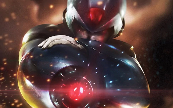 HD PC desktop wallpaper featuring a close-up of Mega Man X with glowing red highlights and a dramatic, dark background from the video game Mega Man X.