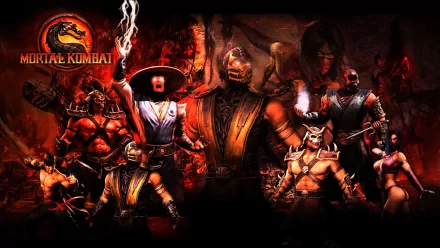HD Mortal Kombat desktop wallpaper featuring iconic characters in a fiery, intense background, conveying the game's intense atmosphere.