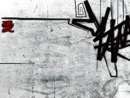 Artistic graffiti in black and red against a textured gray background, creating a striking HD desktop wallpaper that enhances any digital space.