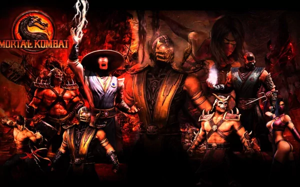 HD Mortal Kombat desktop wallpaper featuring iconic characters in a fiery, intense background, conveying the game's intense atmosphere.