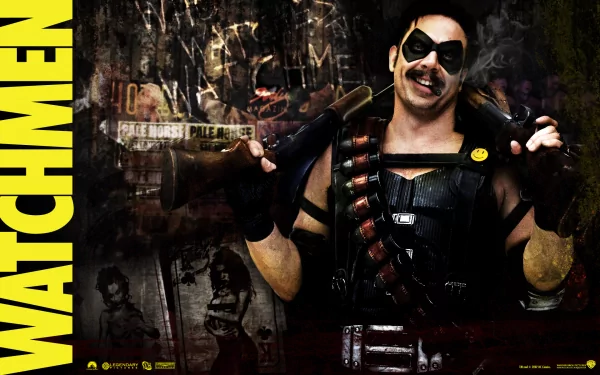 Jeffrey Dean Morgan as The Comedian from the movie Watchmen, showcasing a gritty, dynamic portrayal in this HD desktop wallpaper.