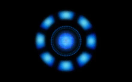 HD desktop wallpaper featuring a vibrant blue and black design inspired by Iron Man, showcasing a circular, glowing element reminiscent of his core technology.