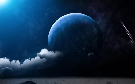 blue sky comet cloud Sci Fi planet HD Desktop Wallpaper | Background Image