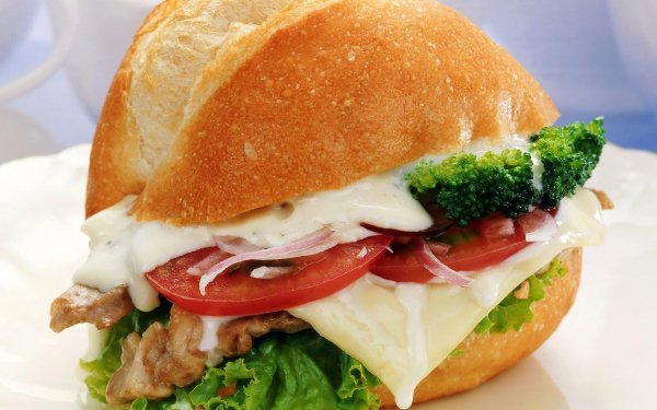 Food Sandwich Bread Roll Mayonnaise Cheese Tomato HD Wallpaper | Background Image
