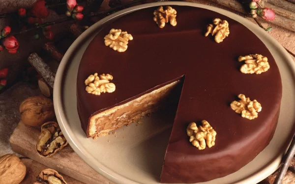 chocolate walnut food cake HD Desktop Wallpaper | Background Image