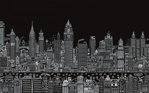 Artistic Psychedelic City Metropolis Skyscraper Drawing Design HD Wallpaper | Background Image