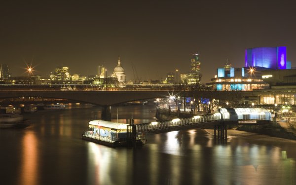 Hecho por el hombre Ciudad Ciudades Edificio Noche Barco Rio Puente London Fondo de pantalla HD | Fondo de Escritorio