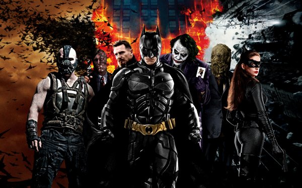 Movie The Dark Knight Trilogy Batman Movies Joker Bane Two-Face Catwoman Scarecrow HD Wallpaper | Background Image