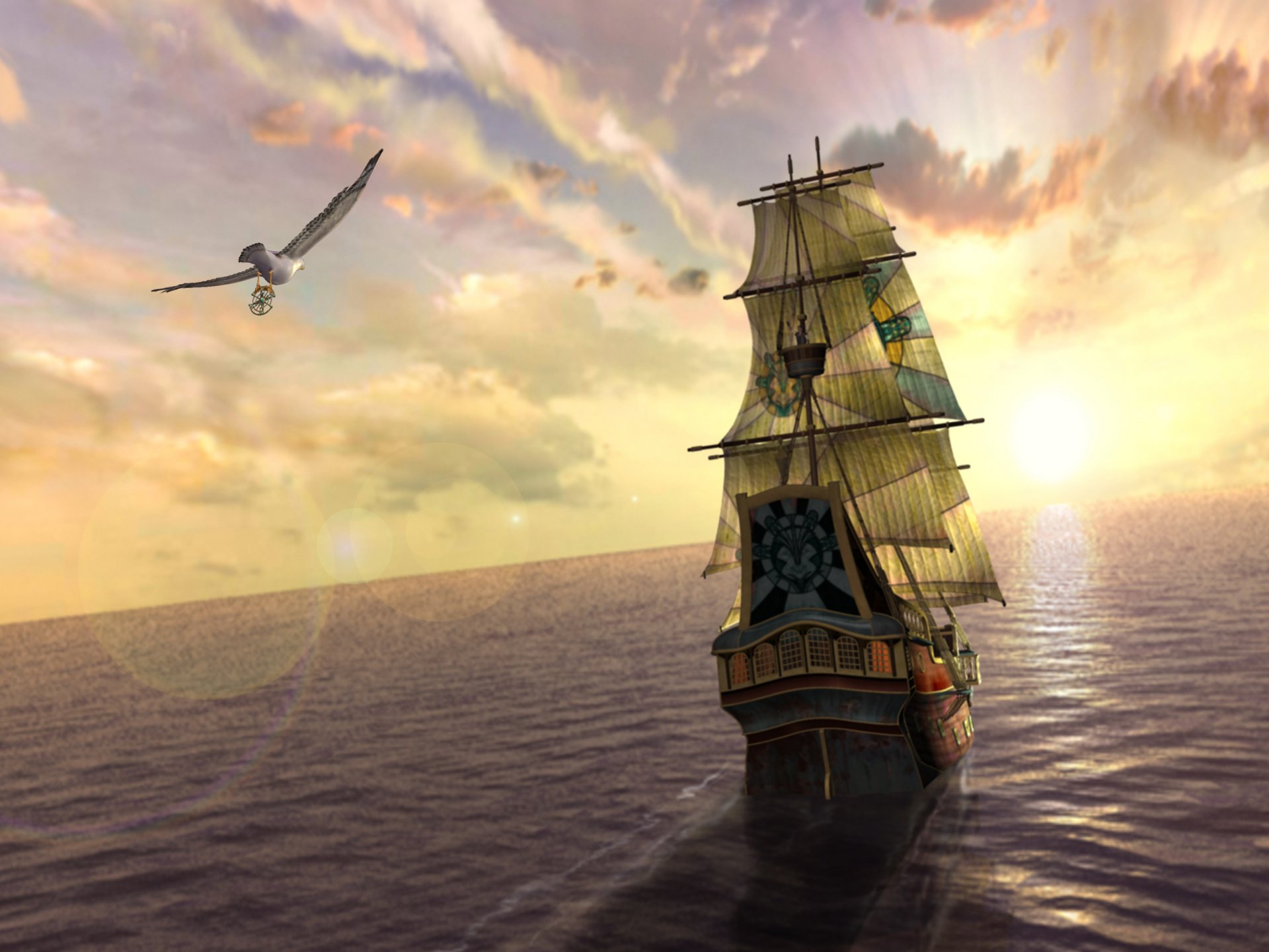 Fantasy Ship HD Wallpaper by Valérie Lachambre