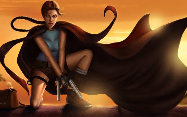 Video Game Tomb Raider Lara Croft Gun Jewelry Sunset HD Wallpaper | Background Image