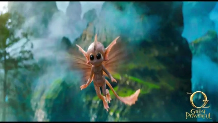 HD desktop wallpaper featuring a creature from the movie Oz the Great and Powerful, set against a vibrant, mystical forest background.