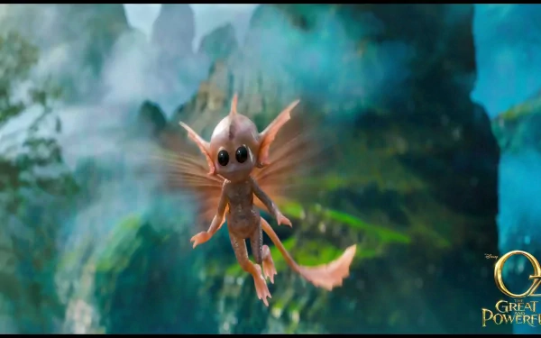 HD desktop wallpaper featuring a creature from the movie Oz the Great and Powerful, set against a vibrant, mystical forest background.