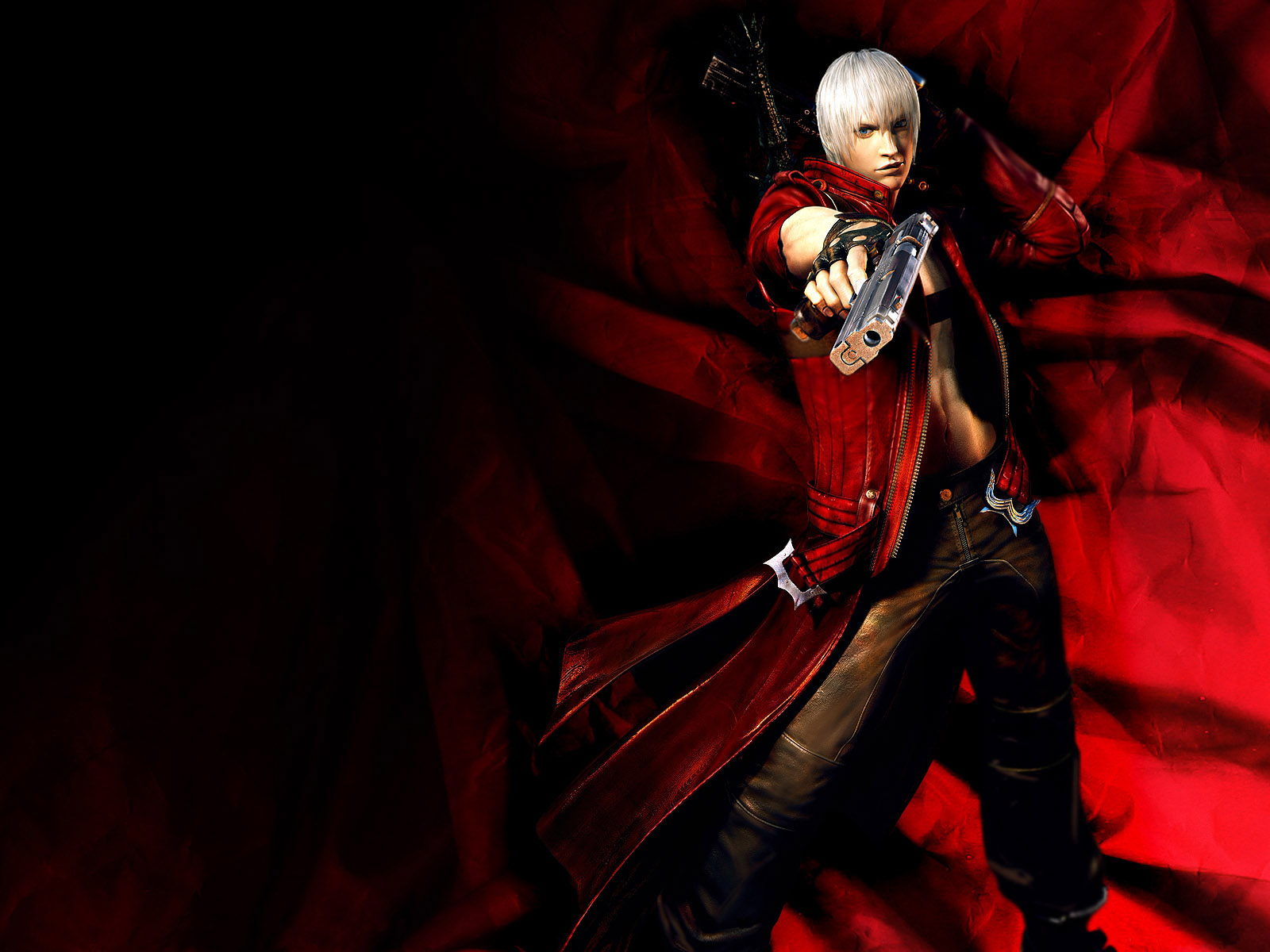 Dante from Devil May Cry in fiery battle.