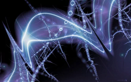 An abstract fractal design featuring luminous blue waves and intricate patterns, offering a captivating HD desktop wallpaper and background.