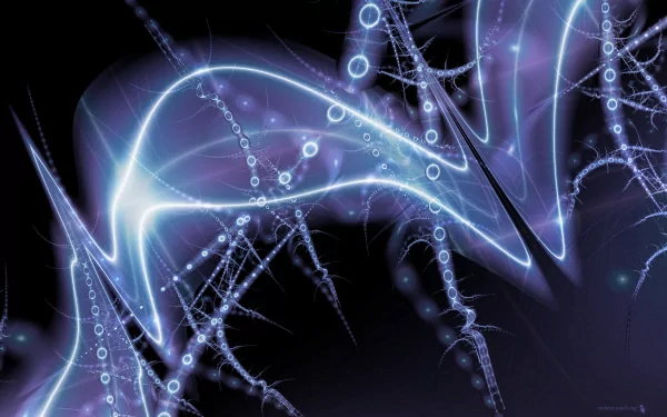 An abstract fractal design featuring luminous blue waves and intricate patterns, offering a captivating HD desktop wallpaper and background.