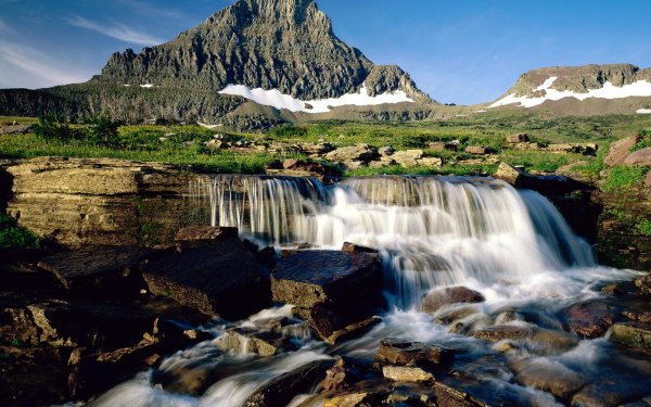 Earth Waterfall Waterfalls Glacier National Park Montana HD Wallpaper | Background Image