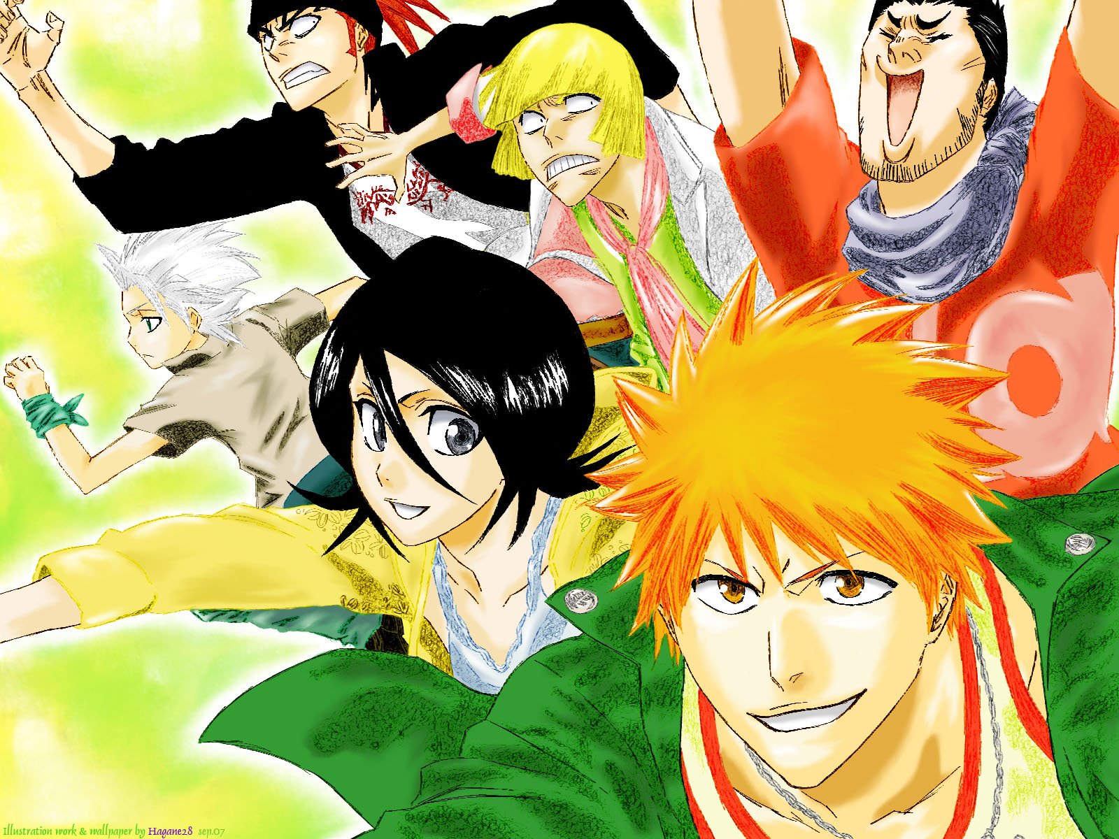 Download Isshin Kurosaki Renji Abarai Shinji Hirako Tōshirō Hitsugaya Ichigo Kurosaki Rukia Kuchiki Anime Bleach Wallpaper