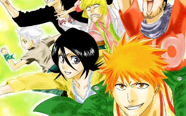 Isshin Kurosaki Renji Abarai Shinji Hirako Tōshirō Hitsugaya Ichigo Kurosaki Rukia Kuchiki Anime Bleach HD Desktop Wallpaper | Background Image