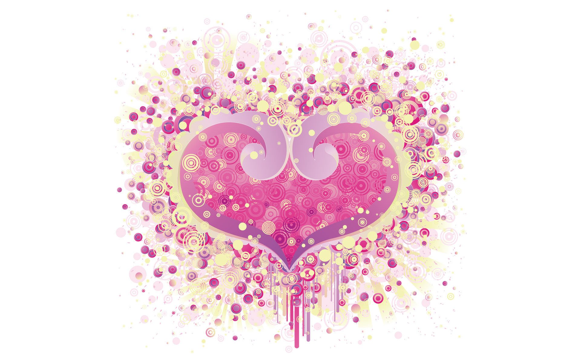 A vibrant, artistic representation of a heart, adorned with swirling shapes and colorful dots, captures the essence of love. This HD wallpaper brings warmth and creativity to any desktop.