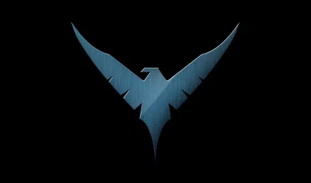 A sleek, bold logo of Nightwing from DC Comics, featuring a stylized bird design against a black background, serving as an HD desktop wallpaper.