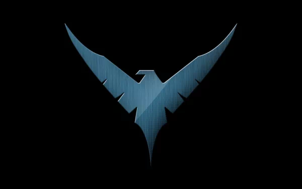 A sleek, bold logo of Nightwing from DC Comics, featuring a stylized bird design against a black background, serving as an HD desktop wallpaper.