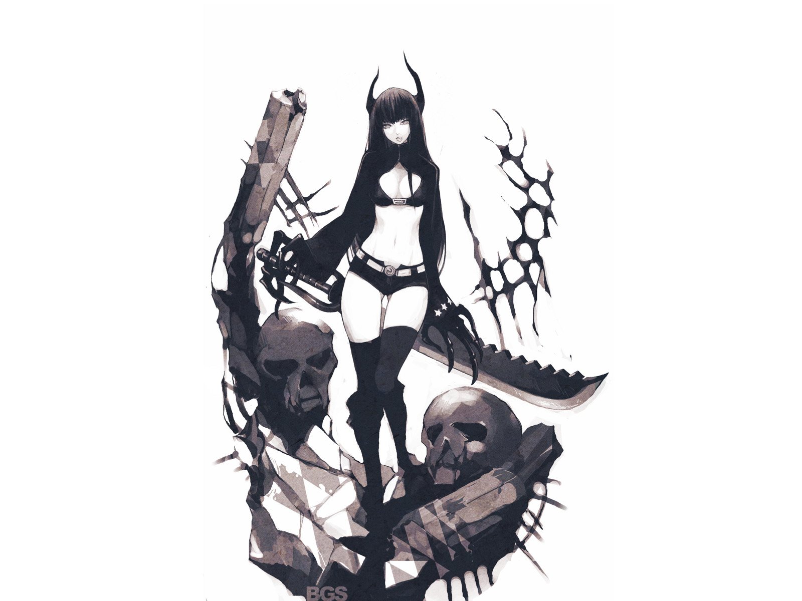 Download Black Gold Saw Anime Black Rock Shooter Wallpaper