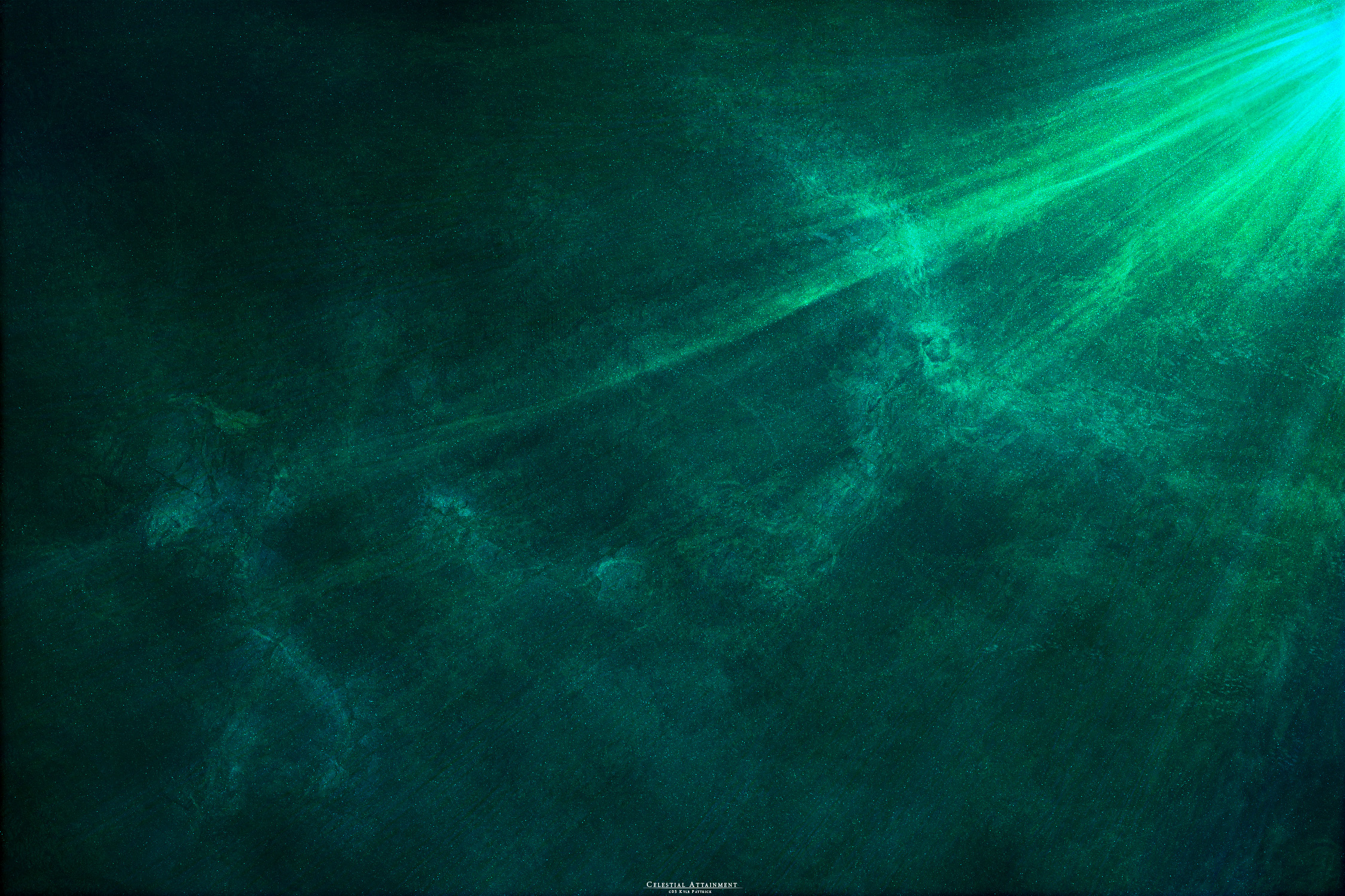 Cosmic green encompasses stars and light in this HD desktop wallpaper.